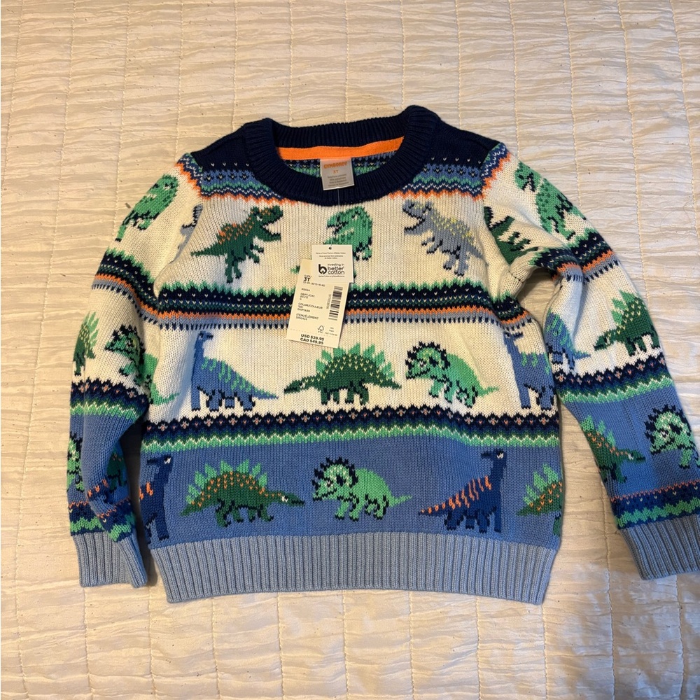 Gymboree Dinosaur Crewneck Sweater - Blue and Green